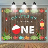 Lofaris Wood Gone Fishing Photoshoot backdrop for 1st Birthday